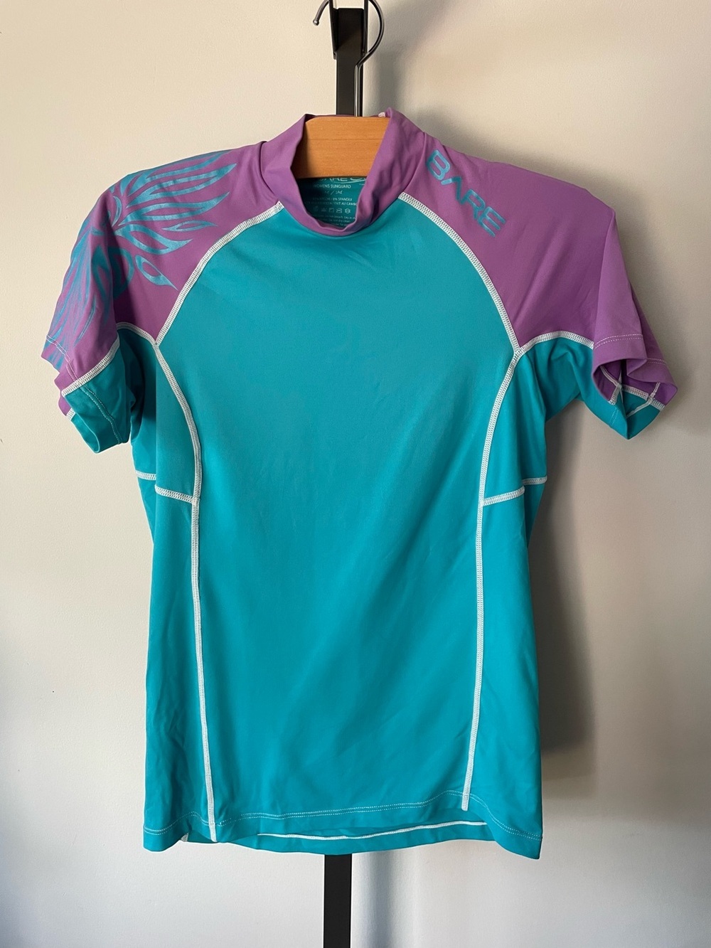 BARE Rash Guard Sun Protection Sun Guard Short Sleeve Turquoise Purple Medium